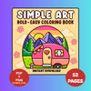 Coloring book Simple Art PDF PNG - 52 Bold Easy Kawaii Pages, Printable to Pray, Instant Download, Coco Wyo, Comfortable Coloring